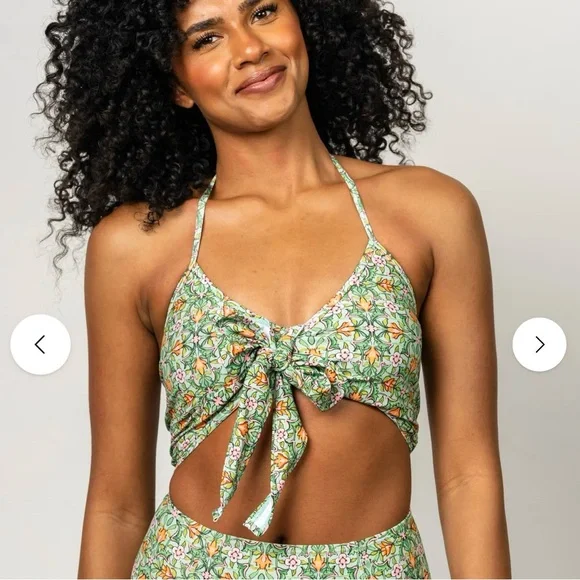 Kortni Jeane Orange Palm Print Tied-Up Top - Picture 10 of 10